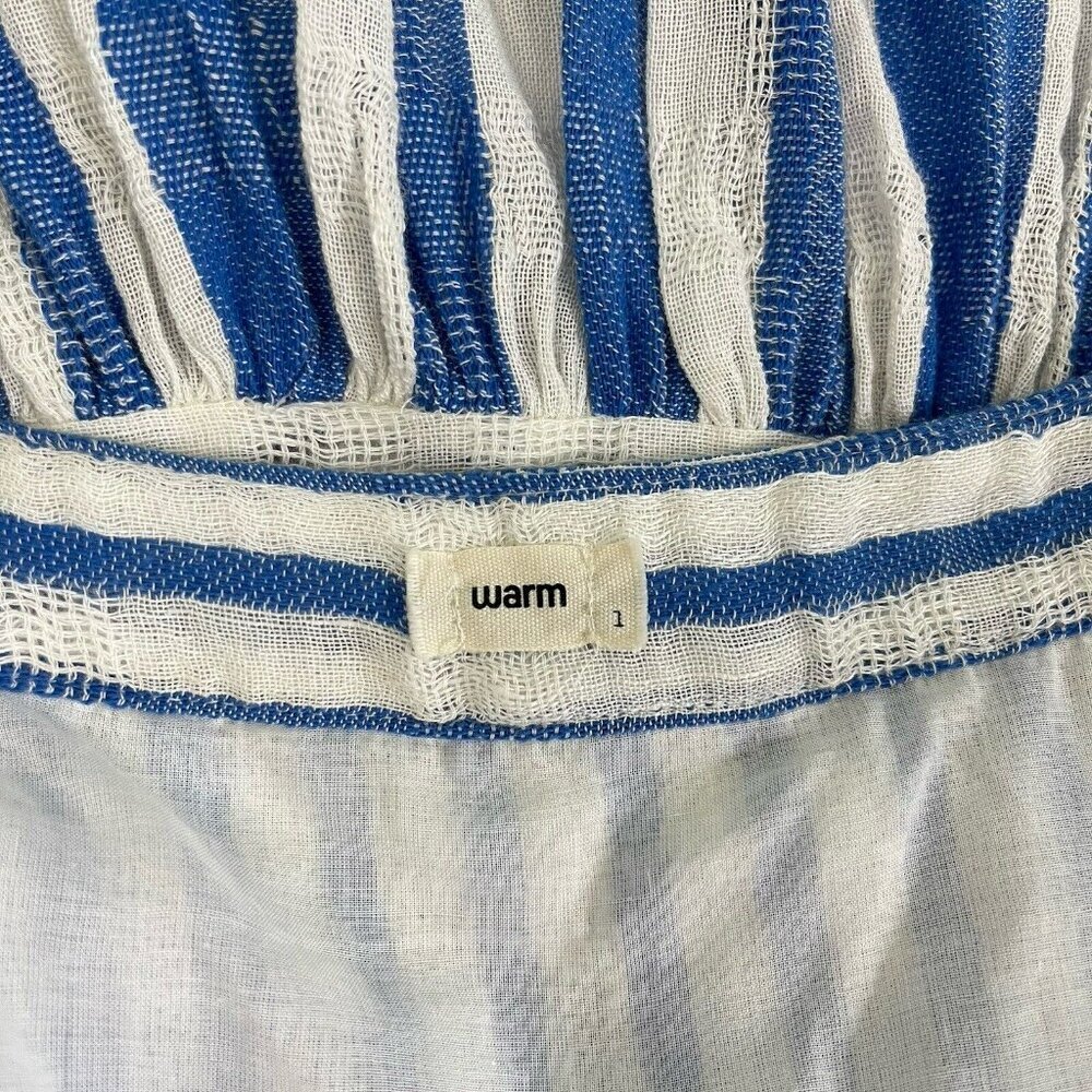 Warm Biscay Square Neck Gauze Striped Midi Dress Size 1 / Small Coastal Resort - Picture 12 of 16